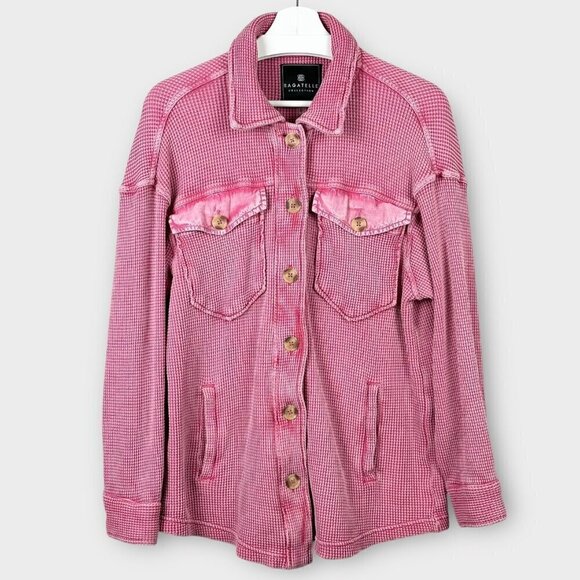 bagatelle Tops - Bagatelle Collection Waffle Knit Shacket Washed Pink